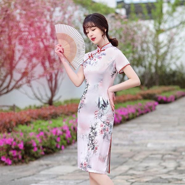 ethnic clothing chinese style traditional cheongsam 2021 mid-length girly retro slim improved dress daily women standing collar, Red
ethnic clothing chinese style traditional cheongsam 2021 mid-length girly retro slim improved dress daily women standing collar, Red