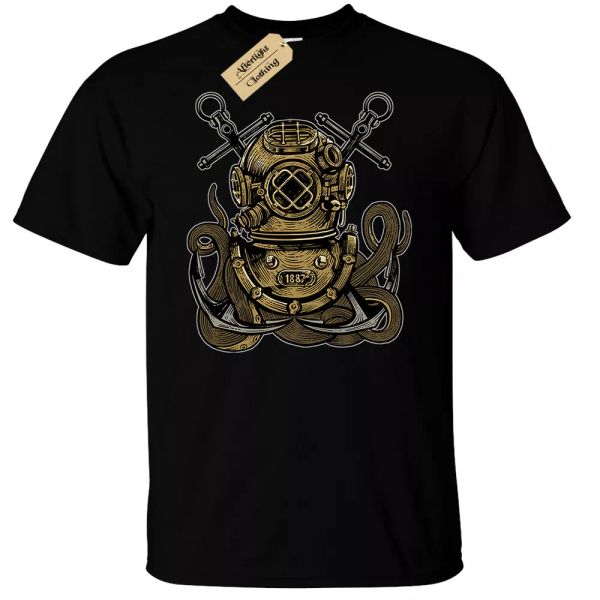 diver ocs t-shirt man deep sea tentacle squid helmet, White;black
diver ocs t-shirt man deep sea tentacle squid helmet, White;black