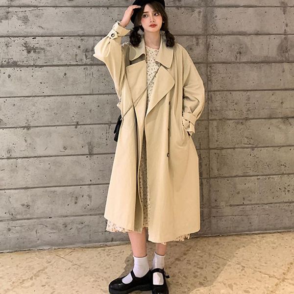 women's trench coats hapedy causal spring autumn women coat elegant long sleeve loose solid korean single breasted windbreaker, Tan;black
women's trench coats hapedy causal spring autumn women coat elegant long sleeve loose solid korean single breasted windbreaker, Tan;black