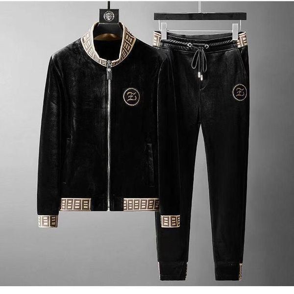 men's tracksuits autumn and winter net red social guy with the same suit trend handsome gold velvet embroidery fashion casual two-piece, Gray
men's tracksuits autumn and winter net red social guy with the same suit trend handsome gold velvet embroidery fashion casual two-piece, Gray
