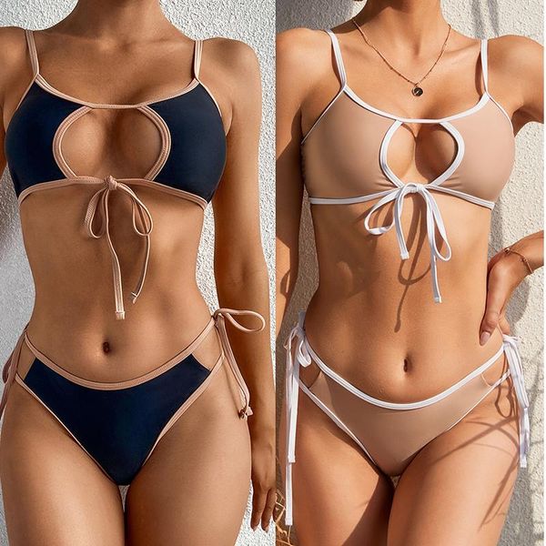 women's swimwear splicing cut out bikini women female swimsuit two-pieces set mid waist bather bathing suit swim lady, White;black
women's swimwear splicing cut out bikini women female swimsuit two-pieces set mid waist bather bathing suit swim lady, White;black