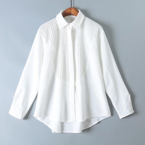 women's blouses & shirts chiffon white shirt female lapel straight loose organ pleated commuter workplace design 0128
women's blouses & shirts chiffon white shirt female lapel straight loose organ pleated commuter workplace design 0128