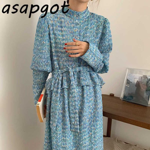 chic korean autumn temperament a line long puff sleeve rainbow floral single breasted blue stand dress ruffles lace up waist 210610, Black;gray
chic korean autumn temperament a line long puff sleeve rainbow floral single breasted blue stand dress ruffles lace up waist 210610, Black;gray