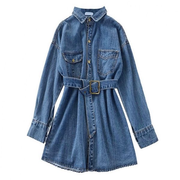 denim shirt dress blue sash turn down collar long sleeve solid pocket mini short high street autumn d0874 210514, Black;gray
denim shirt dress blue sash turn down collar long sleeve solid pocket mini short high street autumn d0874 210514, Black;gray