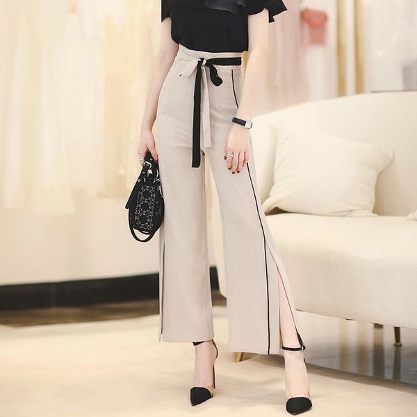 women's pants & capris summer loose flare high waist women office work wide leg thin female black trousers casual, Black;white
women's pants & capris summer loose flare high waist women office work wide leg thin female black trousers casual, Black;white