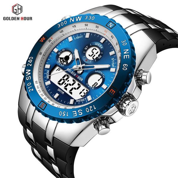 wristwatches golden hour gh124 digital analog watches men chronograph watch quartz waterproof stainless steel wrist, Slivery;brown
wristwatches golden hour gh124 digital analog watches men chronograph watch quartz waterproof stainless steel wrist, Slivery;brown
