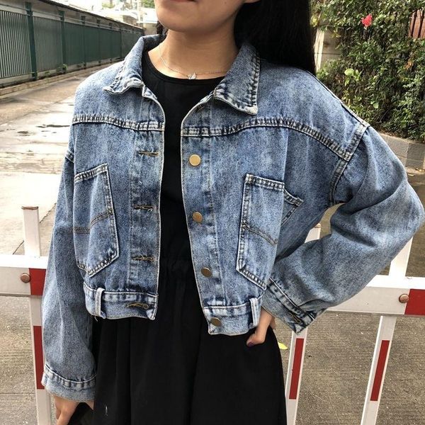 women's jackets autumn and winter 2021 loose fit student bf girl long sleeve denim jacket korean fashion, Black;brown
women's jackets autumn and winter 2021 loose fit student bf girl long sleeve denim jacket korean fashion, Black;brown