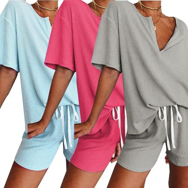 women's tracksuits summer t shirt set women soild color ccrew thread v neck short sleeves + loose shorts 2 pieces casual sets leisure s, Gray
women's tracksuits summer t shirt set women soild color ccrew thread v neck short sleeves + loose shorts 2 pieces casual sets leisure s, Gray