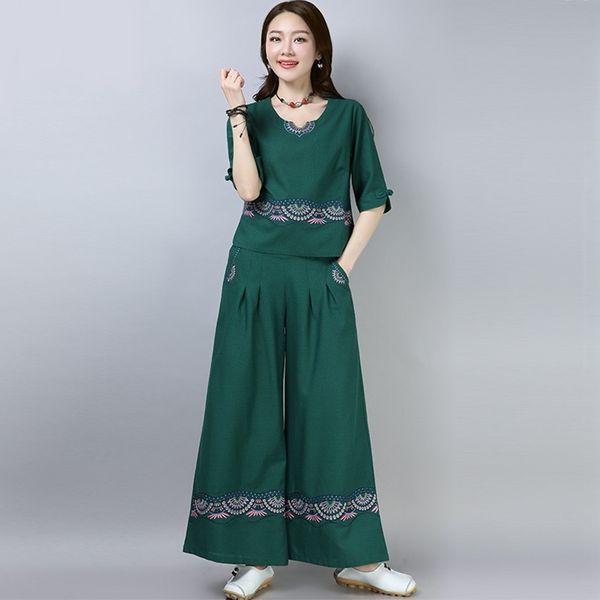 chinese style 2 piece sets womens outfits cotton linen wide leg pant set tang suit female elegant two piece set summer 11244, Red
chinese style 2 piece sets womens outfits cotton linen wide leg pant set tang suit female elegant two piece set summer 11244, Red