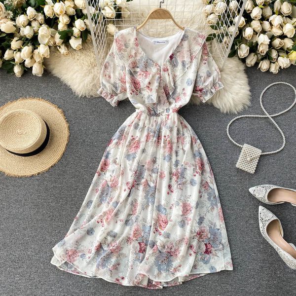 dresses french floral women sweet sleeve v neck a-line es summer bohemian print vacation beach midi, Black;gray
dresses french floral women sweet sleeve v neck a-line es summer bohemian print vacation beach midi, Black;gray