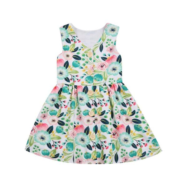 girl's dresses citgeesummer kids girls dress green flower printing single button sleeveless casual clothes, Red;yellow
girl's dresses citgeesummer kids girls dress green flower printing single button sleeveless casual clothes, Red;yellow