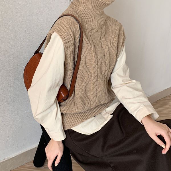 women's sweaters autumn sweater vest y2k turtleneck high women har geometric korean with no sleeves femme vintage regatta fsz1, White;black
women's sweaters autumn sweater vest y2k turtleneck high women har geometric korean with no sleeves femme vintage regatta fsz1, White;black