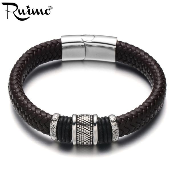 charm bracelets ruimo 316l stainless steel male bracelet simple style charms wide braided leather rope with magnet buckle, Golden;silver
charm bracelets ruimo 316l stainless steel male bracelet simple style charms wide braided leather rope with magnet buckle, Golden;silver
