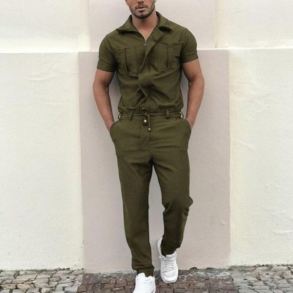 casual men jumpsuit overalls fashion plus size stylish short sleeve pockets drawstring zip work wear men's tracksuits, Gray
casual men jumpsuit overalls fashion plus size stylish short sleeve pockets drawstring zip work wear men's tracksuits, Gray
