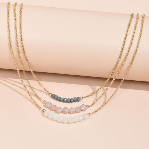 fashion multilayered gold plated metal chains green pink crystal beads strands necklace, Silver
fashion multilayered gold plated metal chains green pink crystal beads strands necklace, Silver