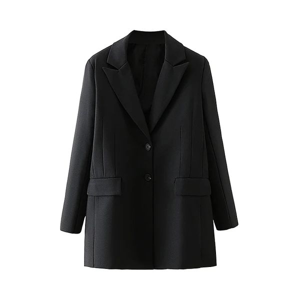 women elegant fashion black hollow back suit female simple single-breasted long sleeve coat 210520, White;black
women elegant fashion black hollow back suit female simple single-breasted long sleeve coat 210520, White;black