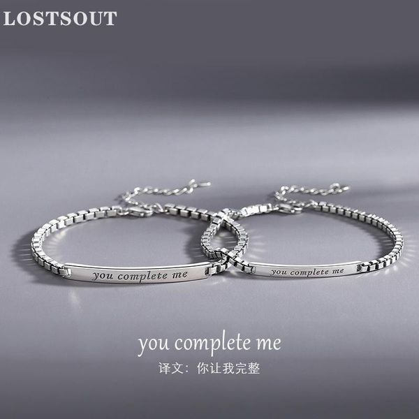 link, chain s925 silver geometric letter couple bracelet korean creative personality carved jewelry used for gifts between couples, Black
link, chain s925 silver geometric letter couple bracelet korean creative personality carved jewelry used for gifts between couples, Black