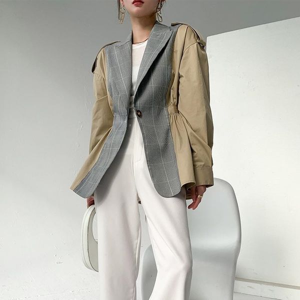 women's suits & blazers spring shirt sleeves waist pleated design sense two-color stitching suit small casual fashion ladies jacket, White;black
women's suits & blazers spring shirt sleeves waist pleated design sense two-color stitching suit small casual fashion ladies jacket, White;black