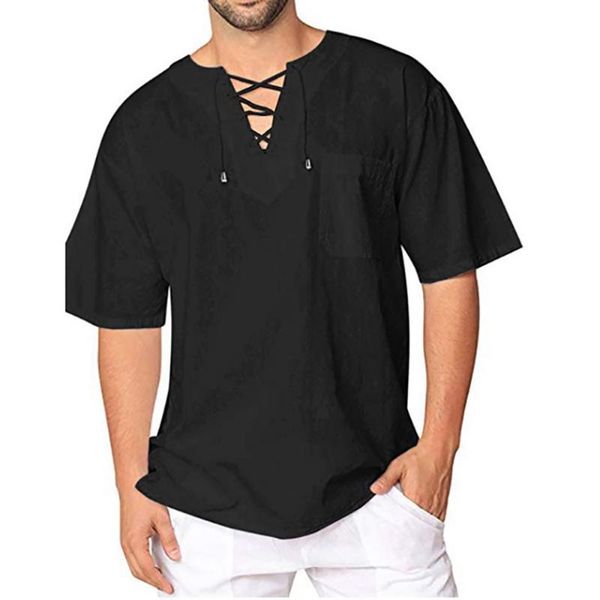 men's casual shirts men's retro loose shirt v-neck short sleeve lace-up pullover cotton blouse breathable comfortable male, White;black
men's casual shirts men's retro loose shirt v-neck short sleeve lace-up pullover cotton blouse breathable comfortable male, White;black