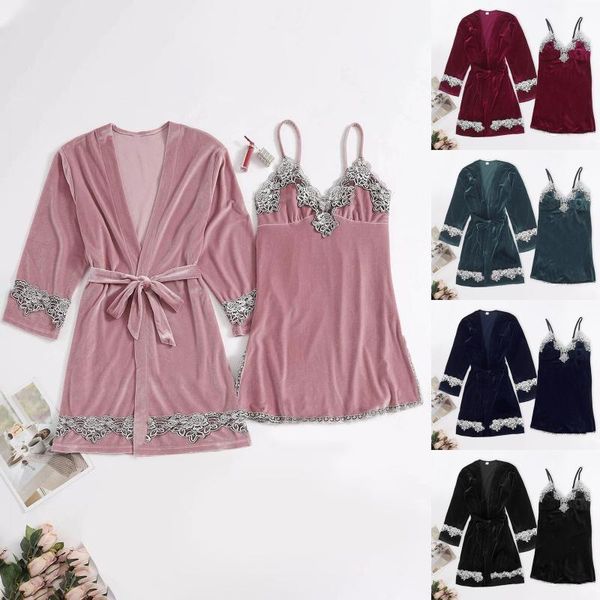 women's sleepwear 2 piece pajamas set gold velvet lace suspender nightgown women sleeveless v-neck sling+three-quarter sleeve lacing-up, Black;red
women's sleepwear 2 piece pajamas set gold velvet lace suspender nightgown women sleeveless v-neck sling+three-quarter sleeve lacing-up, Black;red