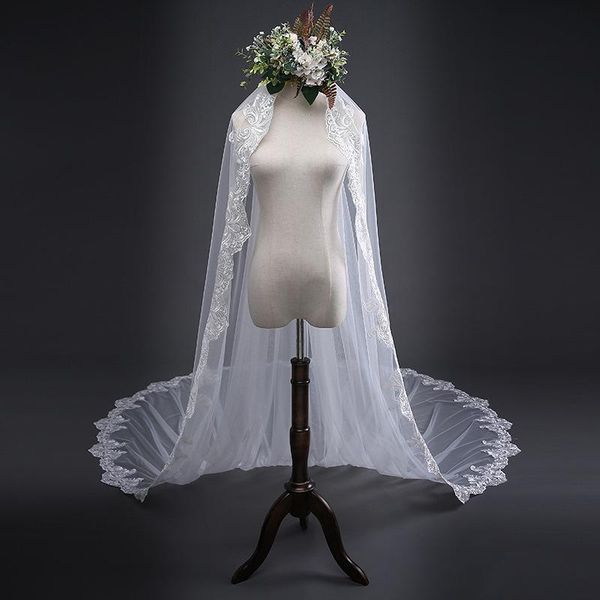 bridal veils lace flower edge wedding veil for 3m length long tulle cathedral arrival gift women voile de mariée, Black
bridal veils lace flower edge wedding veil for 3m length long tulle cathedral arrival gift women voile de mariée, Black