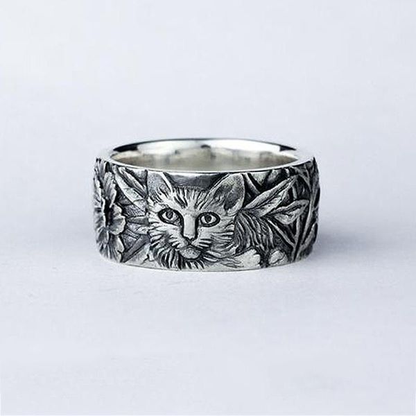 cluster rings style cat silver ring retro dyed black men's and women's row strip jewelry accessories, Golden;silver
cluster rings style cat silver ring retro dyed black men's and women's row strip jewelry accessories, Golden;silver