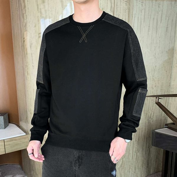 sweater men's spring and autumn versatile round neck leisure trend denim color matching long sleeve sports pullover wear, Black
sweater men's spring and autumn versatile round neck leisure trend denim color matching long sleeve sports pullover wear, Black