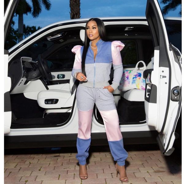 women's two piece pants color block patchwork lounge wear tracksuit women casual sport puff sleeve zipper jackets + slim set jogging, White
women's two piece pants color block patchwork lounge wear tracksuit women casual sport puff sleeve zipper jackets + slim set jogging, White