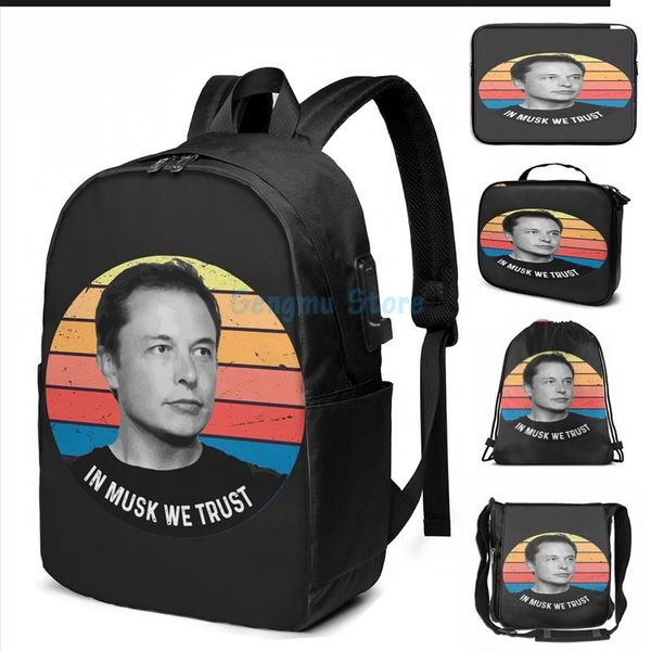 funny graphic print in musk we trust usb charge backpack men school bags women bag travel laptop
funny graphic print in musk we trust usb charge backpack men school bags women bag travel laptop