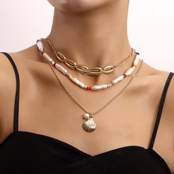 pendant necklaces vintage boho multilayer pearl choker shell chain necklace for women gold color collar wedding party fashion jewelry gift, Silver
pendant necklaces vintage boho multilayer pearl choker shell chain necklace for women gold color collar wedding party fashion jewelry gift, Silver