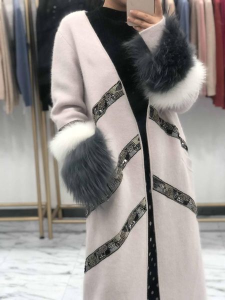 women's knits & tees women knitted mink cashmere sweater with big fur sleeve fashion coat jacket cardigans, White
women's knits & tees women knitted mink cashmere sweater with big fur sleeve fashion coat jacket cardigans, White