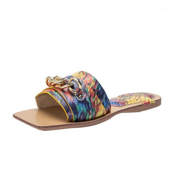 women's shoes slippers summer fashion square head flat sandals and casual gold iron chain decorative1, Black
women's shoes slippers summer fashion square head flat sandals and casual gold iron chain decorative1, Black