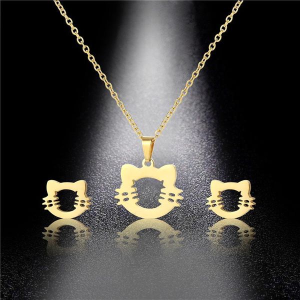 hollow stainless steel cute animal pet cat kitty head face pendant chain necklace sets choker for women collier femme jewelry necklaces, Silver
hollow stainless steel cute animal pet cat kitty head face pendant chain necklace sets choker for women collier femme jewelry necklaces, Silver