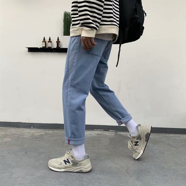 spring autumn fashion denim casual hip hop loose straight washed jeans korean men's wild fall daddy pants, Blue
spring autumn fashion denim casual hip hop loose straight washed jeans korean men's wild fall daddy pants, Blue
