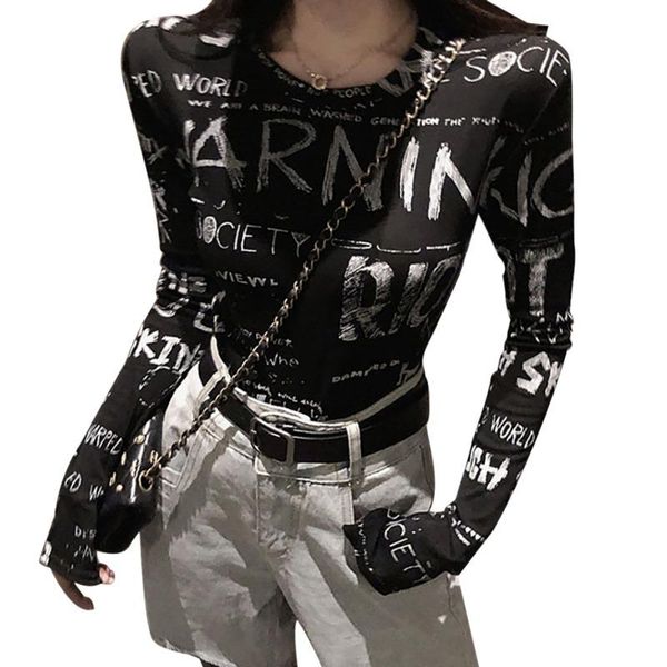 women's t-shirt women loose round collar graffiti print t shirt 2021 summer slim long sleeve casual simple wild t-shirt/, White
women's t-shirt women loose round collar graffiti print t shirt 2021 summer slim long sleeve casual simple wild t-shirt/, White