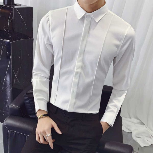 spring korean slim casual men shirt solid color formal business dress shirts streetwear social clothes camisa masculina 210527, White;black
spring korean slim casual men shirt solid color formal business dress shirts streetwear social clothes camisa masculina 210527, White;black