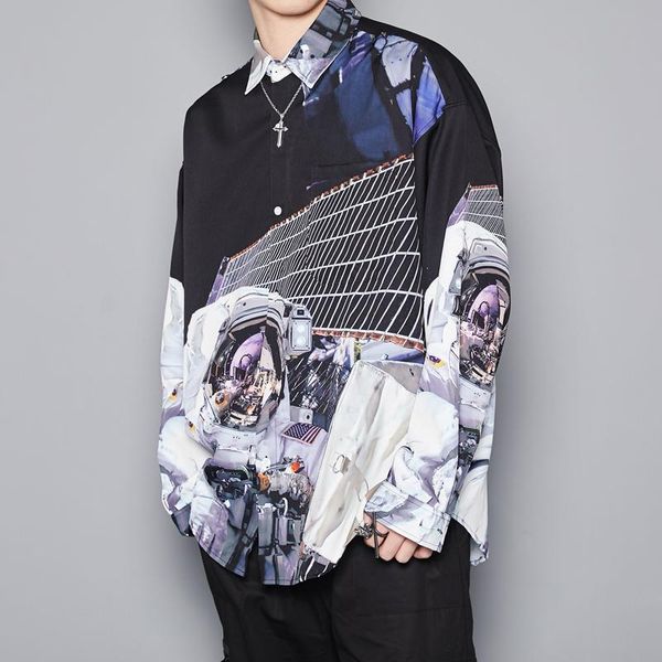 men's casual shirts spring and autumn loose leisure space astronaut digital print male jacket british long sleeve black shirt s l, White;black
men's casual shirts spring and autumn loose leisure space astronaut digital print male jacket british long sleeve black shirt s l, White;black