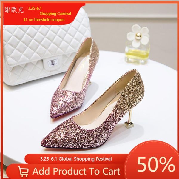 chinese style tapered high heeled shoes women's 2021 spring wedding thin heel sequin light mouth single women sandals, Black
chinese style tapered high heeled shoes women's 2021 spring wedding thin heel sequin light mouth single women sandals, Black