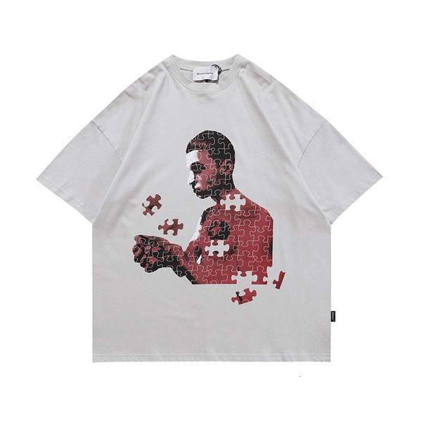 men's t-shirts high street po puzzler print loose sleeve short male shirt oversize around neck cotton casual summer tshirts, White;black
men's t-shirts high street po puzzler print loose sleeve short male shirt oversize around neck cotton casual summer tshirts, White;black