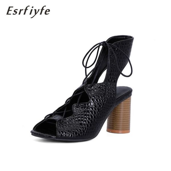 summer gladiator women sandals peep toe high heel slingback lace-up snakeskin grain woman shoes big size 32-48 dress, Black
summer gladiator women sandals peep toe high heel slingback lace-up snakeskin grain woman shoes big size 32-48 dress, Black