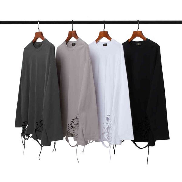 white grey black khaiki long sleeve destroyed t-shirt hip hop oversize cotton tee men streetwear, White;black
white grey black khaiki long sleeve destroyed t-shirt hip hop oversize cotton tee men streetwear, White;black