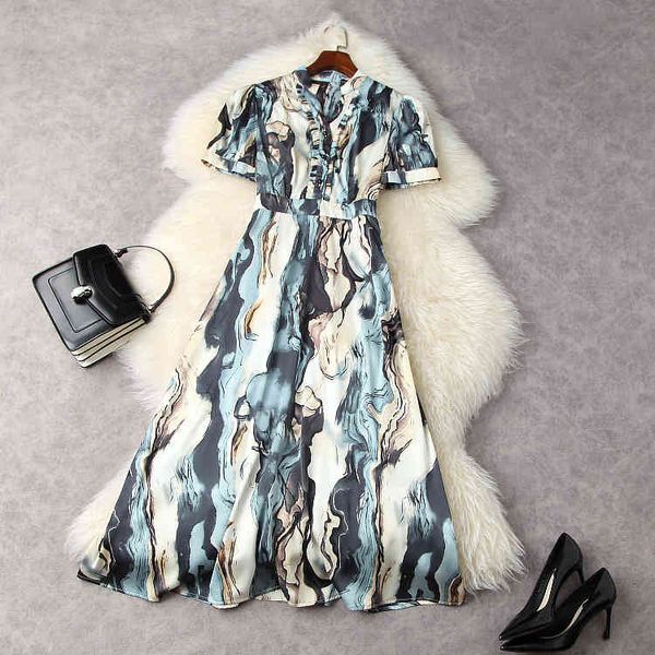 casual dresses european and american women's clothing summer with short sleeves collar fashion abstract print dress yucd, Black;gray
casual dresses european and american women's clothing summer with short sleeves collar fashion abstract print dress yucd, Black;gray