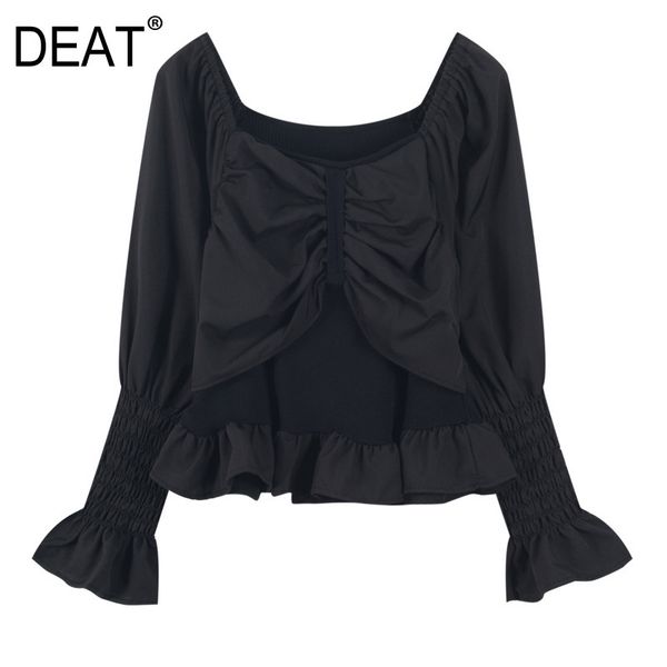 women white patchwork ruffles folds blouse square collar long sleeve slim fit shirt fashion tide summer 7e0834 210421
women white patchwork ruffles folds blouse square collar long sleeve slim fit shirt fashion tide summer 7e0834 210421