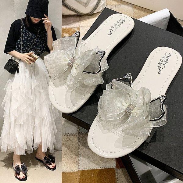 style women's one-line sandals and slippers, flower little fairy, sweet tide slippers m1767, Black