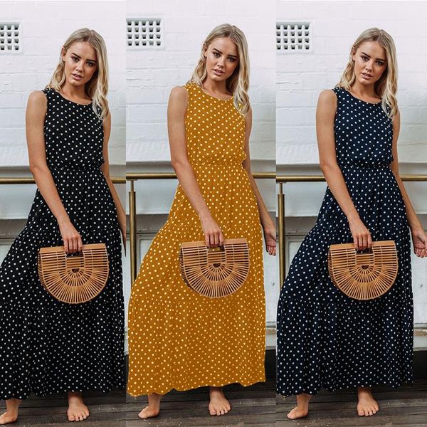 casual dresses summer fashion polka dot round neck long skirt button female dress, Black;gray
casual dresses summer fashion polka dot round neck long skirt button female dress, Black;gray
