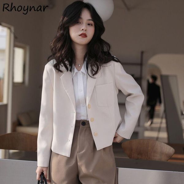 women's suits & blazers women cropped female clothes single breasted notched solid casual all-match teens classic simple stylish minima, White;black
women's suits & blazers women cropped female clothes single breasted notched solid casual all-match teens classic simple stylish minima, White;black