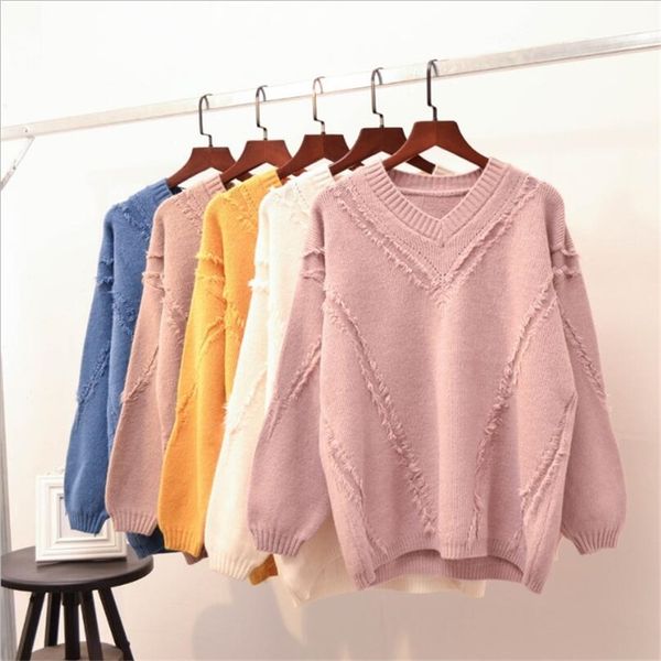 spring and autumn korean version of the women sweater v-neck pullover shirt short paragraph long sleeve loose wild th 210427, White;black
spring and autumn korean version of the women sweater v-neck pullover shirt short paragraph long sleeve loose wild th 210427, White;black