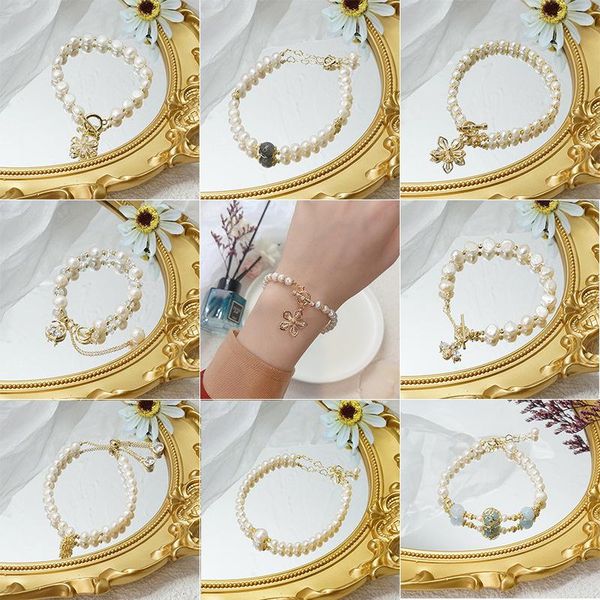 link, chain pearl women's fashion simple and cold style temperament bracelet exquisite micro-inlaid flowers gift for girlfriend jewelry, Black
link, chain pearl women's fashion simple and cold style temperament bracelet exquisite micro-inlaid flowers gift for girlfriend jewelry, Black