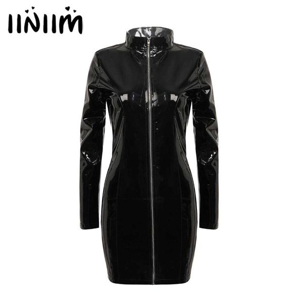 womens wet look pvc street latex dress leather long sleeve stand collar zipper bodycon party night club costume dresses casual, Black;gray
womens wet look pvc street latex dress leather long sleeve stand collar zipper bodycon party night club costume dresses casual, Black;gray