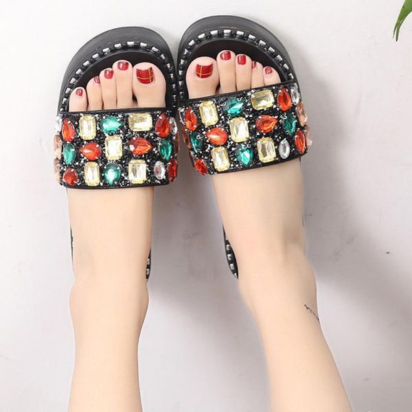 slippers colorful string beaded casual shoes thick bottom for ladies summer non-slip rhinestones open toe sewing slip on sandals1, Black
slippers colorful string beaded casual shoes thick bottom for ladies summer non-slip rhinestones open toe sewing slip on sandals1, Black